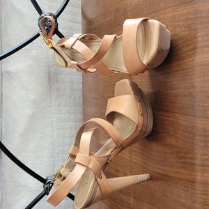Leather plat form heels